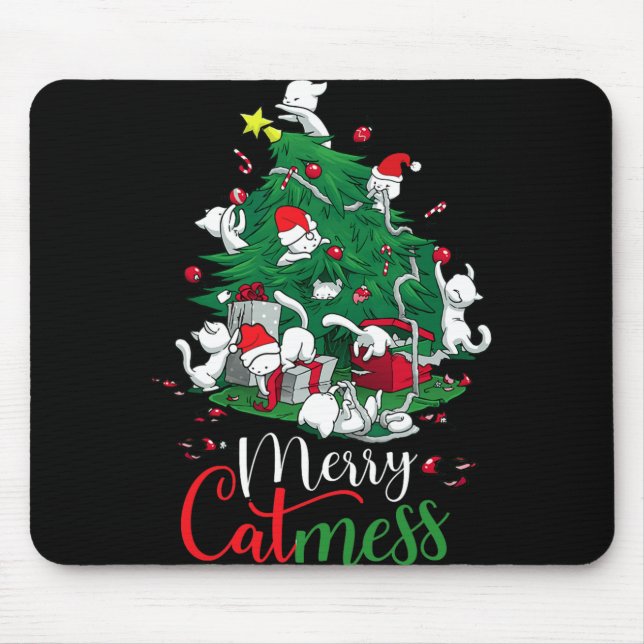 Funny Cats Weihnachtsbaum Merry Catmess Cat Lover Mousepad (Vorne)