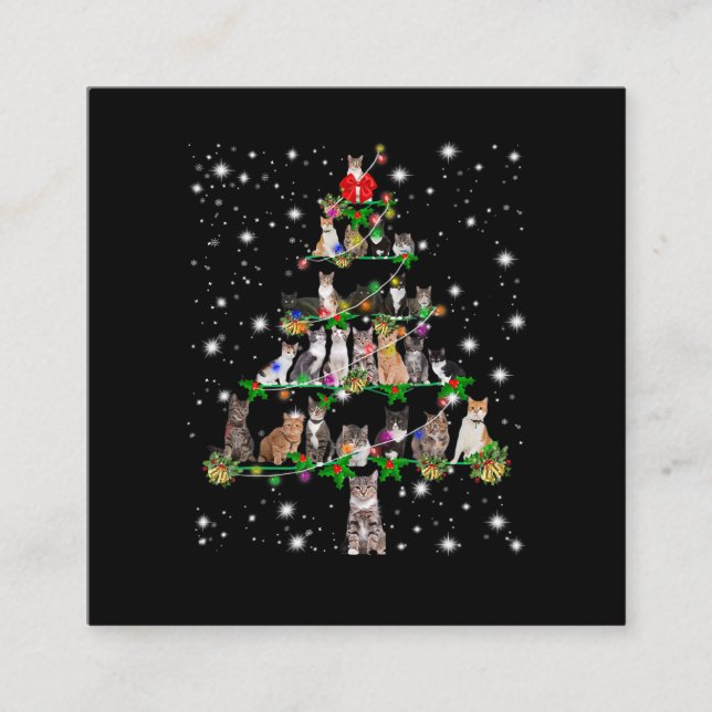 Funny Cats Weihnachtsbaum T-Shirt Dekor Quadratische Visitenkarte (Vorderseite)