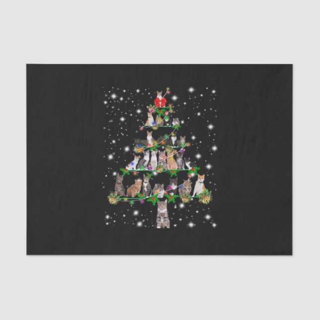 Funny Cats Weihnachtsbaum T-Shirt Dekor Seidenpapier (Vorderseite)