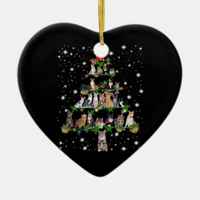 Funny Cats Weihnachtsbaum T-Shirt Dekoration Gesch (Vorne)