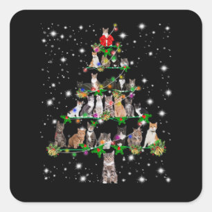 Funny Cats Weihnachtsbaum T-Shirt Dekoration Gesch Quadratischer Aufkleber
