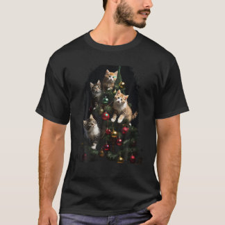 Funny Cats Weihnachtsbaum X mas T-Shirt