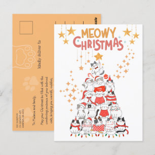 Funny Cats Xmas Tree Meowy Weihnachtsfeiertag Postkarte