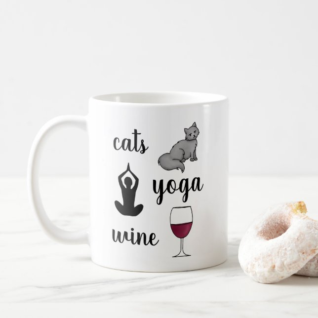 Funny Cats Yoga Kaffeetasse (Mit Donut)