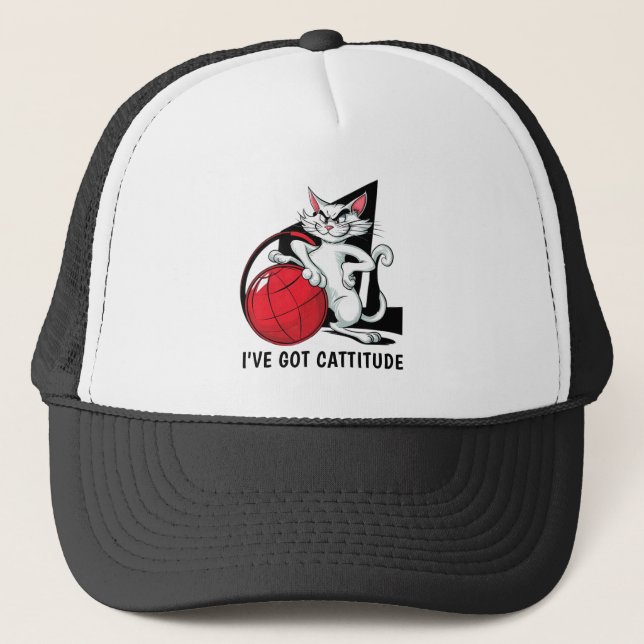 Funny Cattitude Cat Hat Truckerkappe (Vorderseite)