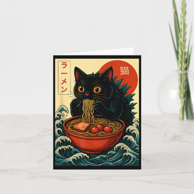 Funny Catzilla Anime Ramen Japanese Cat Men Women  Karte (Vorderseite)
