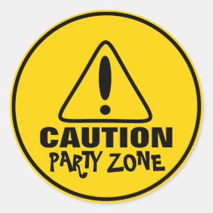 Funny Caution Signing Party Zone Runder Aufkleber