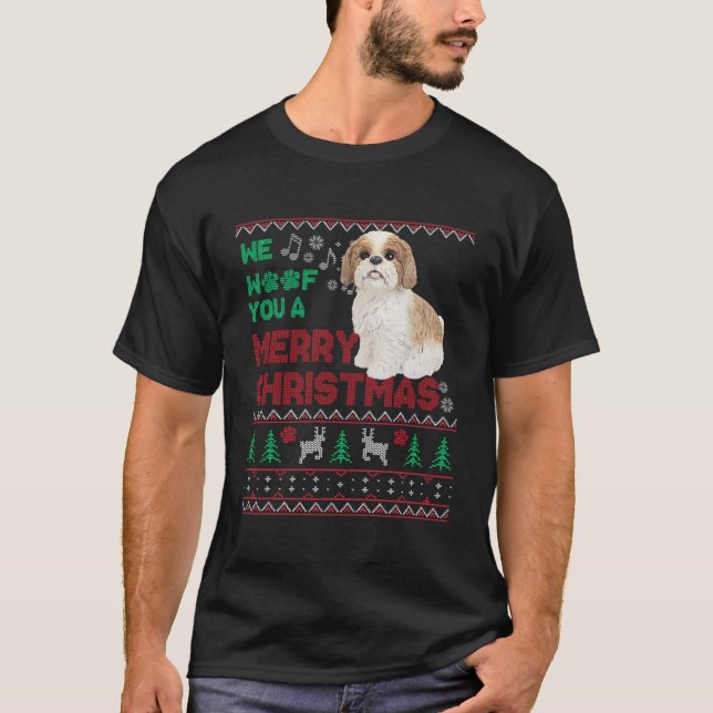 Funny Cavachon Lover Ugly Christmas Dog Lover Xmas T-Shirt (Vorderseite)