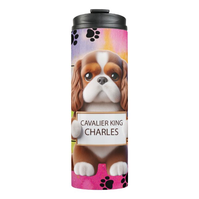 Funny Cavalier King Charles Dog Thermosbecher (Vorderseite)