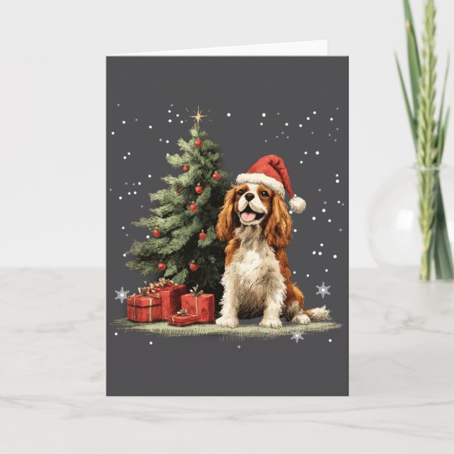 Funny Cavalier King Charles Spaniel Dog Xmas Tree  Karte (Vorderseite)