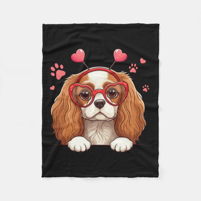 Funny Cavalier King Charles Spaniel Heart Headnd V Fleecedecke (Vorderseite)