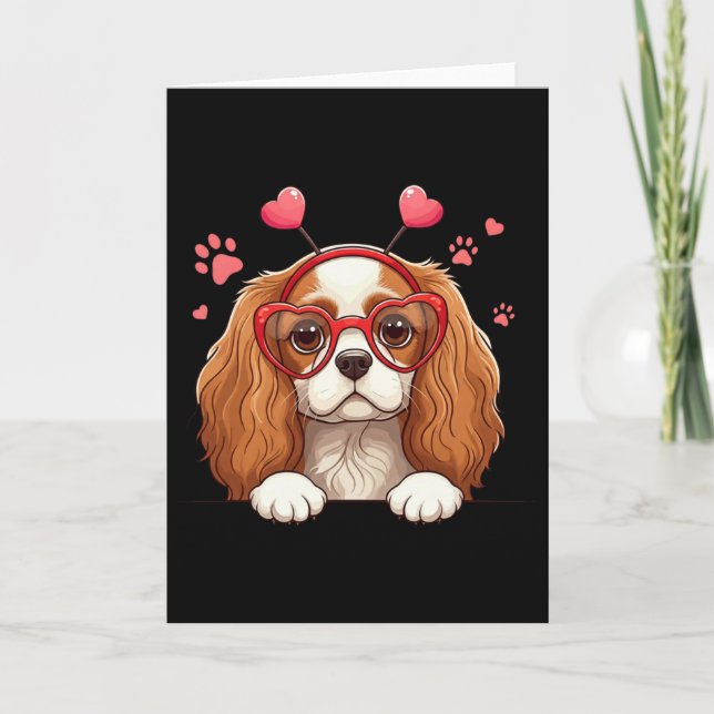 Funny Cavalier King Charles Spaniel Heart Headnd V Karte (Vorderseite)