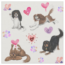 Funny Cavaliers mit Hearts Fabric Stoff