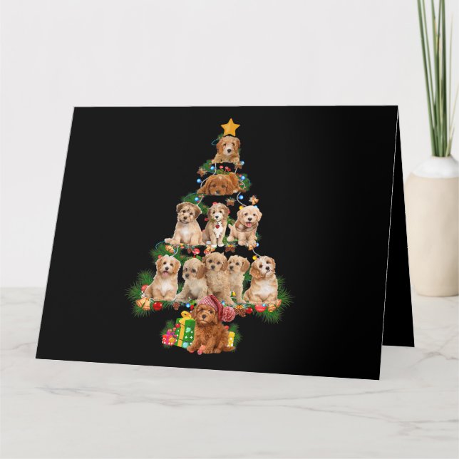 Funny Cavapoo Dog Merry Christmas Tree Cavapoo Lov Karte (Vorderseite)