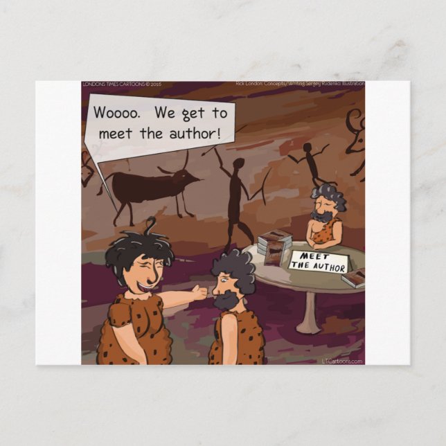 Funny Caveman Autor "Meet The Author" Postkarte (Vorderseite)