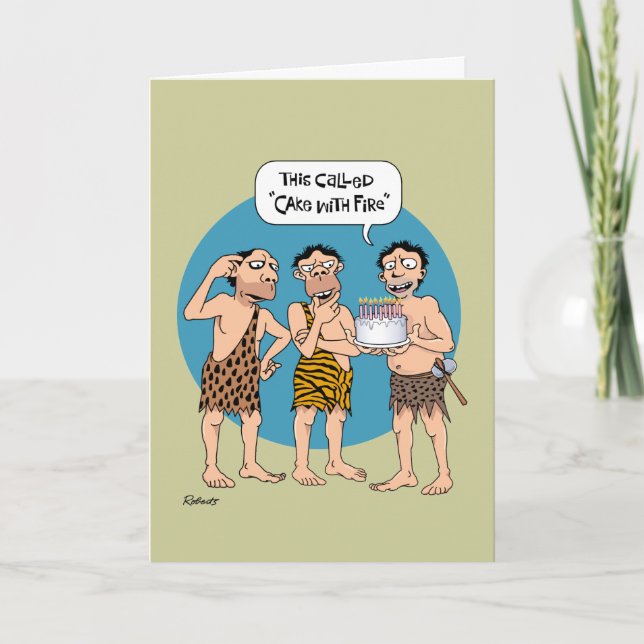Funny Cavemen Birthday Karte (Vorderseite)