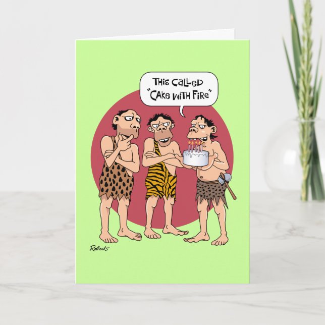 Funny Cavemen Birthday Karte (Vorderseite)