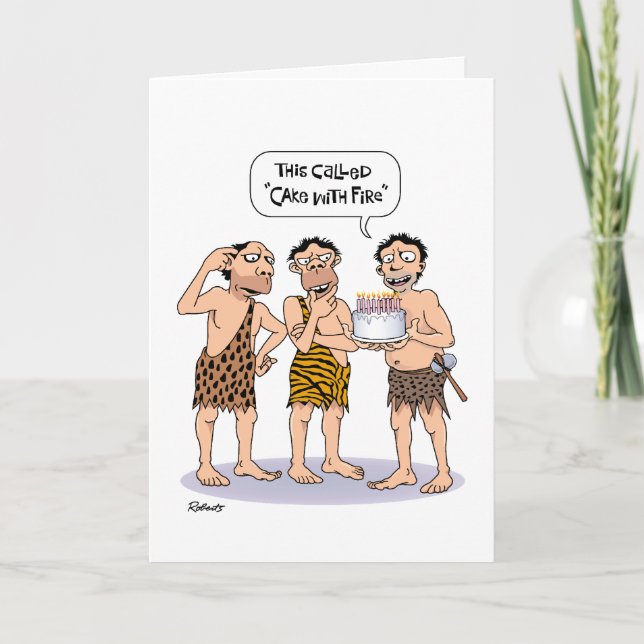 Funny Cavemen Geburtstag Karte (Vorderseite)