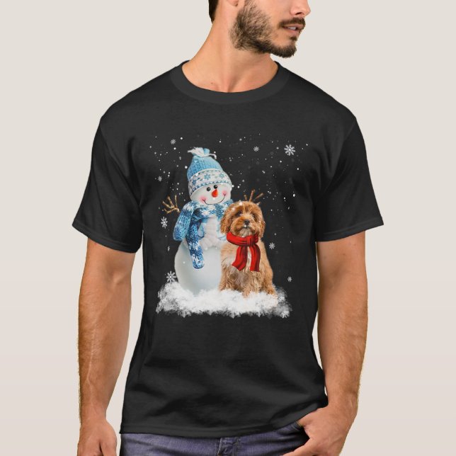 Funny Cavoodle Christmas Snowman Christmas Pajama T-Shirt (Vorderseite)
