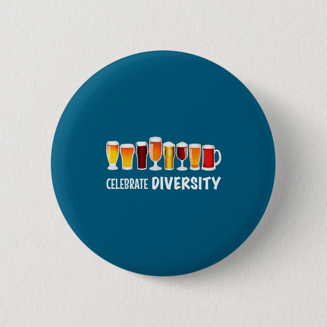 Funny Celebrate Diversity Beer Clothing For Him An Button (Vorderseite)