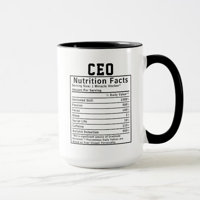 Funny CEO Nutrition Facts Business Leader Gift Tasse (Rechts)