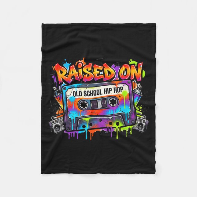 Funny Cette Graffiti 80s 90s Raised On Old School  Fleecedecke (Vorderseite)