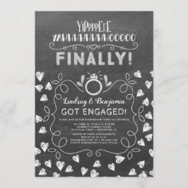 Funny Chalkboard Style Endlich Engagement Party Einladung