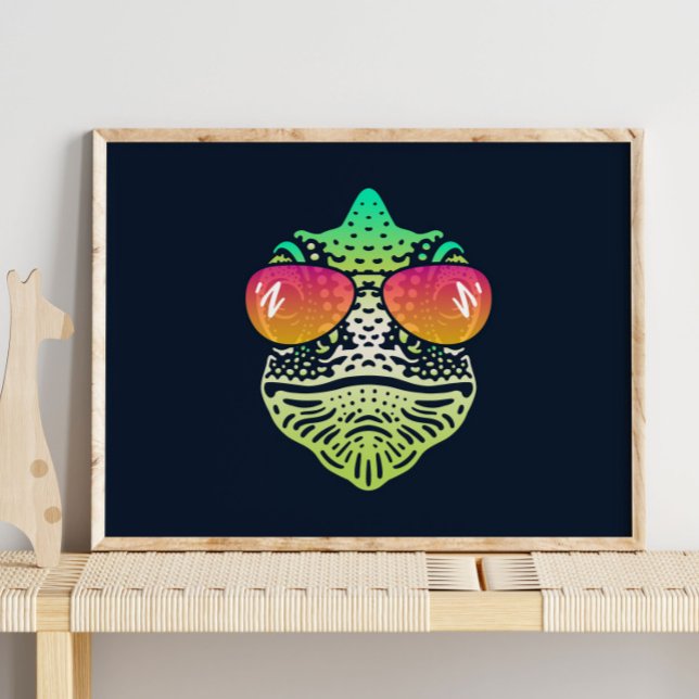 Funny Chameleon | Mit Sonnenbrille Mauer drucken Poster (Von Creator hochgeladen)