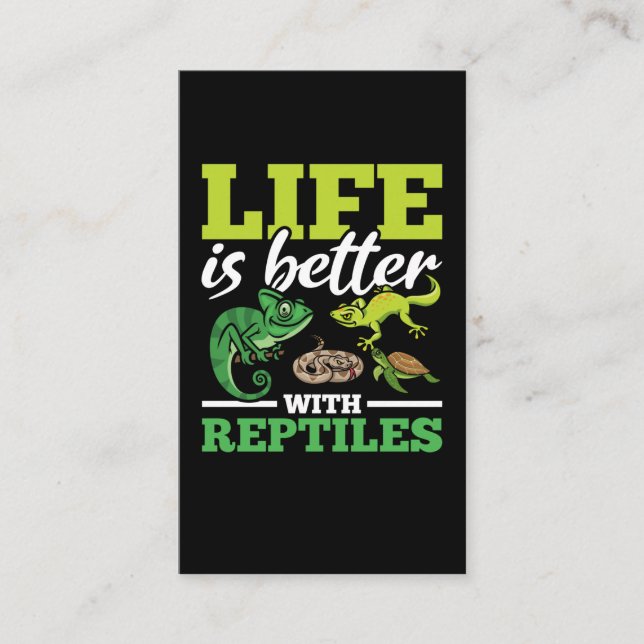Funny Chameleon Snake Gecko Turtle Reptile Lover Visitenkarte (Vorderseite)