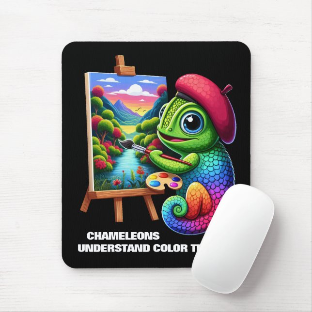Funny Chameleons verstehen Farbtheorie Mousepad (Mit Mouse)