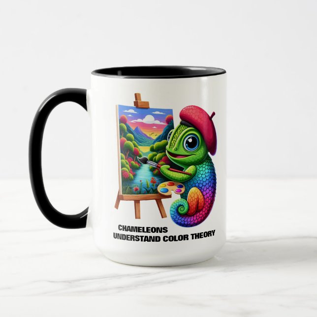 Funny Chameleons verstehen Farbtheorie Tasse (Links)