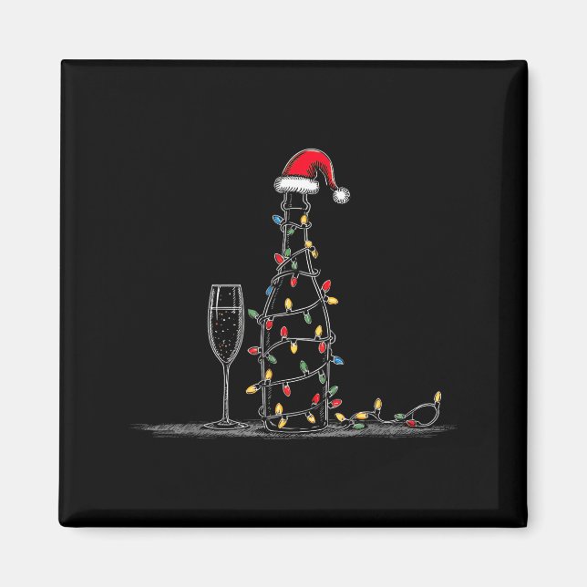 Funny Champagne Christmas Graphics Lights Lover Dr Magnet (Vorne)