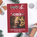 Funny Chaos und Weihnachtsmann Feiertagskarte<br><div class="desc">Diese lustige Weihnachtskarte des Fotos zeichnet sich durch ein festliches Design in den Farben Rot und Grün aus. Einfache Anpassung mit der Personalisierungsfunktion.</div>