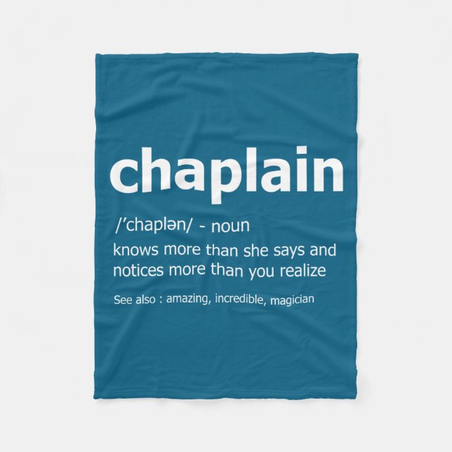 Funny Chaplain Definition New Job Gift For Chaplai Fleecedecke (Vorderseite)