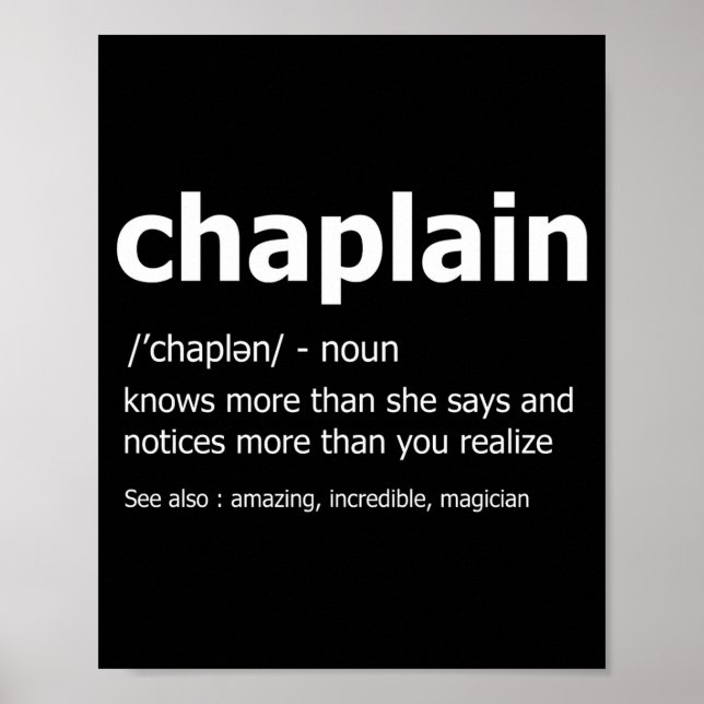 Funny Chaplain Definition New Job Gift For Chaplai Poster (Vorne)