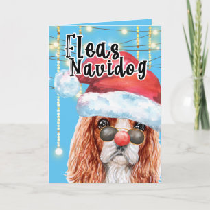 Funny Charles spaniel Christmas flehdog Karte