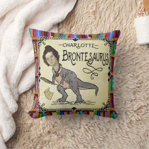 Funny Charlotte Bronte Saurus Dinosaur Buchleser Kissen