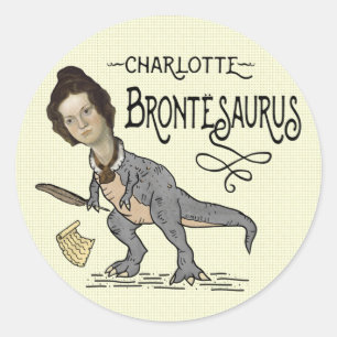 Funny Charlotte Bronte Saurus Dinosaur Buchleser Runder Aufkleber