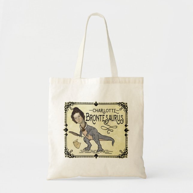 Funny Charlotte Bronte Saurus Dinosaur Buchleser Tragetasche (Vorne)