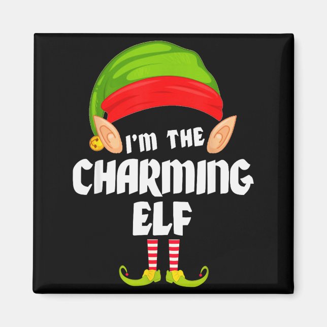 Funny Charming Elf Matching Family Group Pj Christ Magnet (Vorne)
