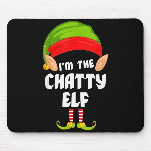 Funny Chatty Elf Matching Family Group Pj Christma Mousepad (Vorne)