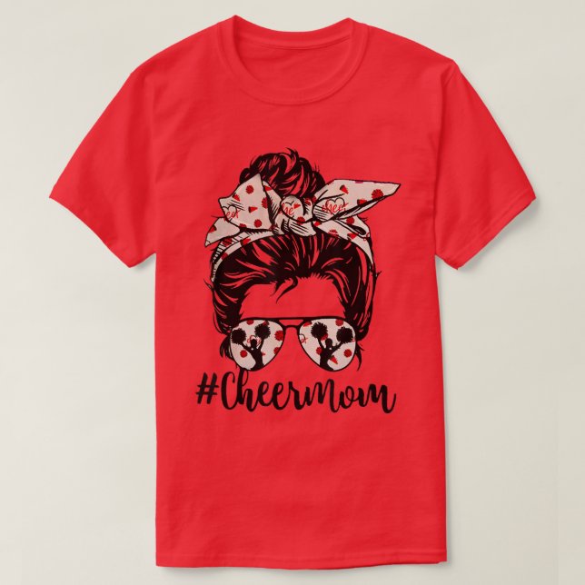 Funny Cheer Mama Messy Bun Glassess Lover Mütter D T-Shirt (Design vorne)
