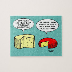 Funny Cheese Degustation Party Smalltalk Cartoon Puzzle