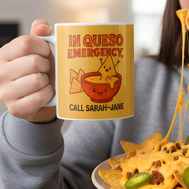 Funny Cheese Geschenk in Queso Emergency Kaffeetasse (Von Creator hochgeladen)