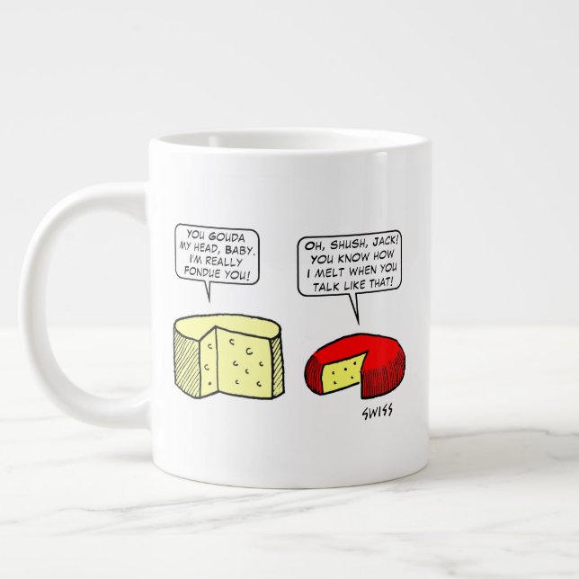 Funny Cheese Liebhaber des Cartoon Jumbo-Tasse (Links)