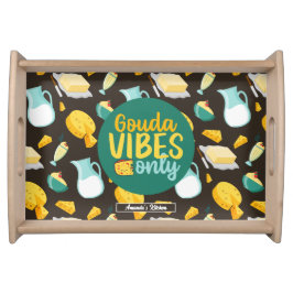 Funny Cheese Pun Vintag Retro Dairy Food Muster Serviertablett