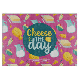 Funny Cheese The Day Retro Dairy Food Muster Schneidebrett