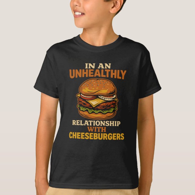 Funny Cheeseburger Eater Beziehung mit Burger T-Shirt (Vorderseite)