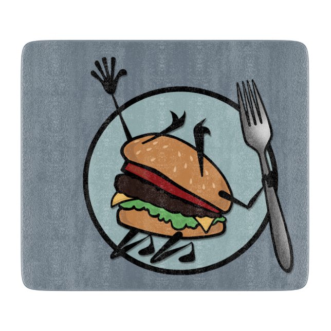 FUNNY CHEESEBURGER SQUARE CUTTING BOARD SCHNEIDEBRETT (Vorderseite)
