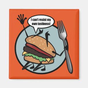 FUNNY CHEESEBURGER SQUARE MAGNET